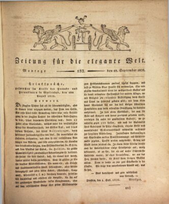 Zeitung für die elegante Welt Montag 18. September 1826