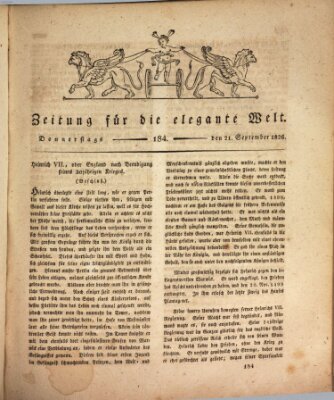 Zeitung für die elegante Welt Donnerstag 21. September 1826