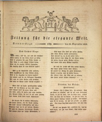 Zeitung für die elegante Welt Donnerstag 28. September 1826