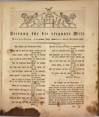 Zeitung für die elegante Welt Donnerstag 21. Dezember 1826