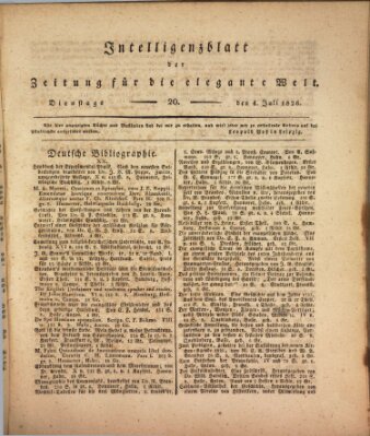 Zeitung für die elegante Welt Dienstag 4. Juli 1826