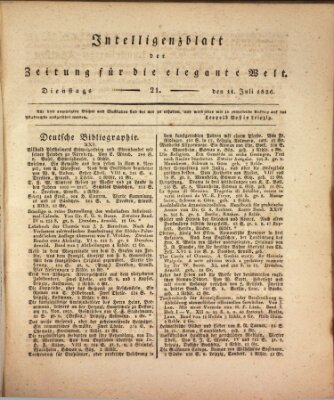 Zeitung für die elegante Welt Dienstag 11. Juli 1826