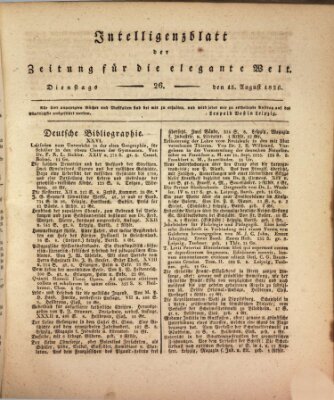 Zeitung für die elegante Welt Dienstag 15. August 1826