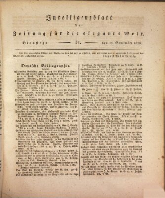 Zeitung für die elegante Welt Dienstag 19. September 1826