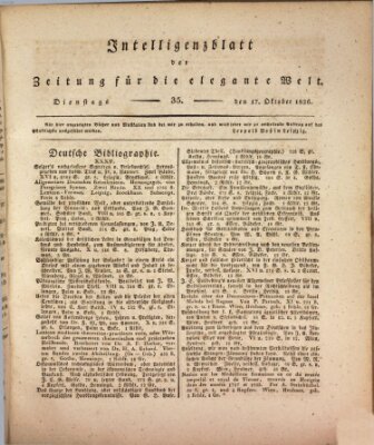 Zeitung für die elegante Welt Dienstag 17. Oktober 1826