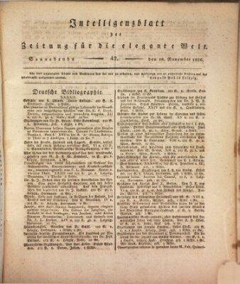 Zeitung für die elegante Welt Samstag 18. November 1826