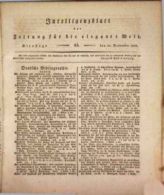 Zeitung für die elegante Welt Dienstag 21. November 1826