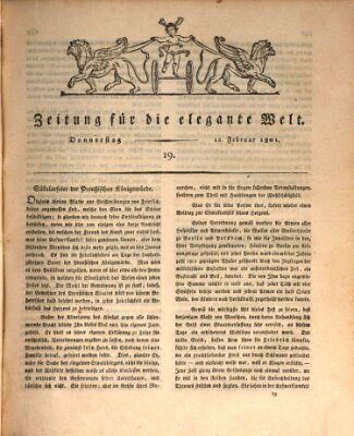 Zeitung für die elegante Welt Donnerstag 12. Februar 1801