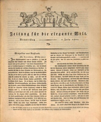 Zeitung für die elegante Welt Donnerstag 2. Juli 1801