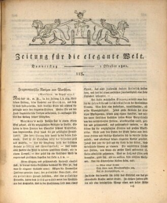 Zeitung für die elegante Welt Donnerstag 1. Oktober 1801