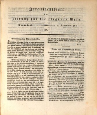 Zeitung für die elegante Welt Samstag 21. November 1801