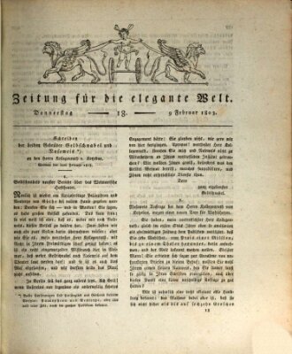 Zeitung für die elegante Welt Donnerstag 10. Februar 1803