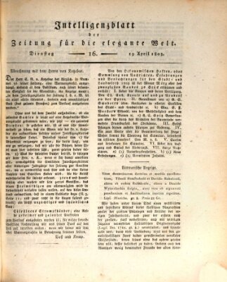 Zeitung für die elegante Welt Dienstag 19. April 1803