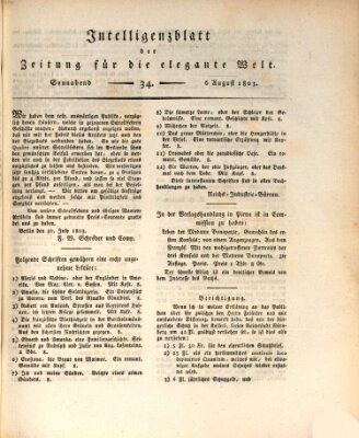 Zeitung für die elegante Welt Samstag 6. August 1803