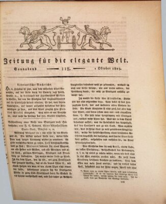 Zeitung für die elegante Welt Samstag 1. Oktober 1803