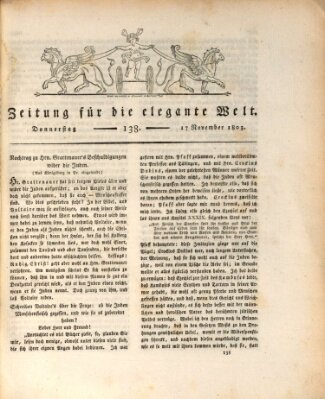 Zeitung für die elegante Welt Donnerstag 17. November 1803