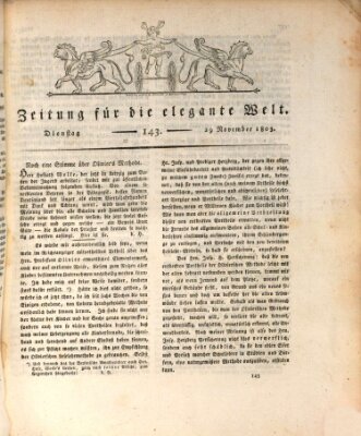 Zeitung für die elegante Welt Dienstag 29. November 1803