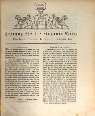 Zeitung für die elegante Welt Dienstag 3. Januar 1804