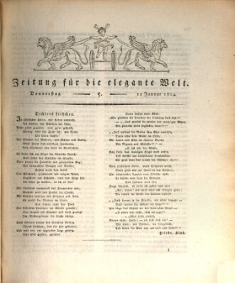 Zeitung für die elegante Welt Donnerstag 12. Januar 1804