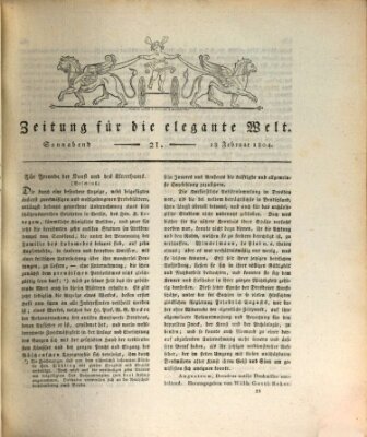 Zeitung für die elegante Welt Samstag 18. Februar 1804