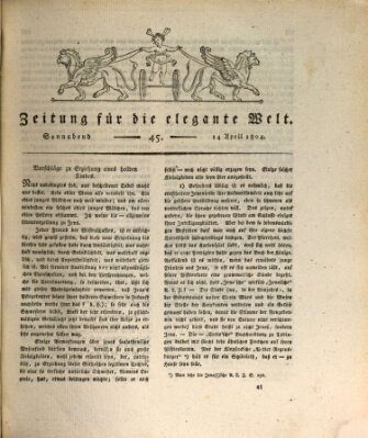 Zeitung für die elegante Welt Samstag 14. April 1804