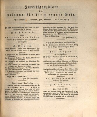 Zeitung für die elegante Welt Samstag 14. April 1804