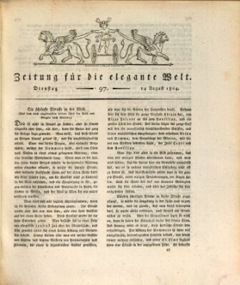 Zeitung für die elegante Welt Dienstag 14. August 1804