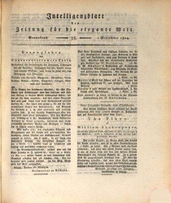 Zeitung für die elegante Welt Samstag 1. September 1804