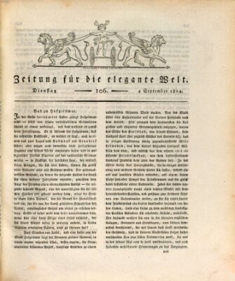 Zeitung für die elegante Welt Dienstag 4. September 1804