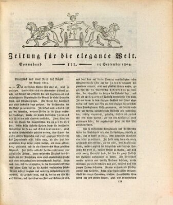 Zeitung für die elegante Welt Samstag 15. September 1804