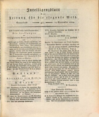 Zeitung für die elegante Welt Samstag 15. September 1804