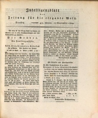 Zeitung für die elegante Welt Dienstag 18. September 1804