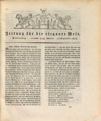 Zeitung für die elegante Welt Donnerstag 20. September 1804