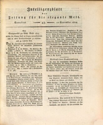 Zeitung für die elegante Welt Samstag 22. September 1804