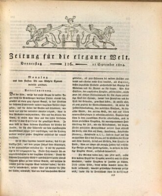 Zeitung für die elegante Welt Donnerstag 27. September 1804