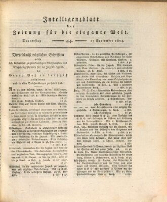 Zeitung für die elegante Welt Donnerstag 27. September 1804