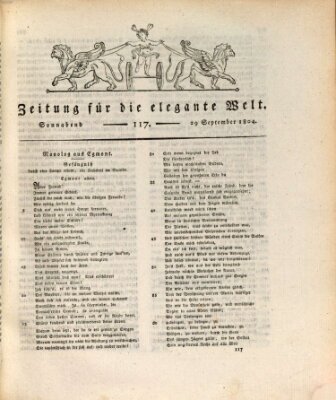 Zeitung für die elegante Welt Samstag 29. September 1804