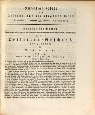 Zeitung für die elegante Welt Samstag 6. Oktober 1804