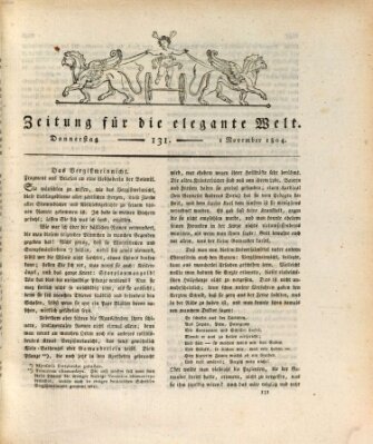 Zeitung für die elegante Welt Donnerstag 1. November 1804