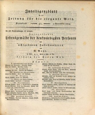 Zeitung für die elegante Welt Samstag 3. November 1804