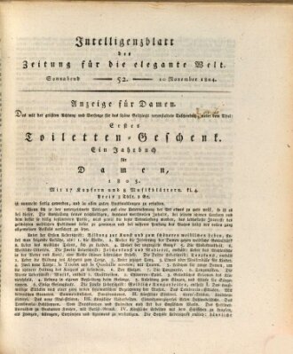 Zeitung für die elegante Welt Samstag 10. November 1804