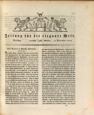 Zeitung für die elegante Welt Dienstag 13. November 1804