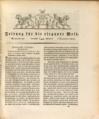 Zeitung für die elegante Welt Samstag 1. Dezember 1804