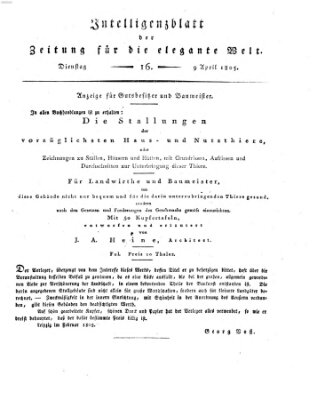 Zeitung für die elegante Welt Dienstag 9. April 1805