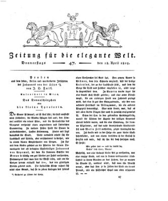 Zeitung für die elegante Welt Donnerstag 18. April 1805