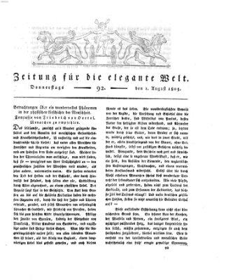 Zeitung für die elegante Welt Donnerstag 1. August 1805