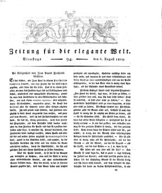 Zeitung für die elegante Welt Dienstag 6. August 1805