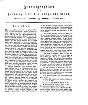 Zeitung für die elegante Welt Samstag 17. August 1805