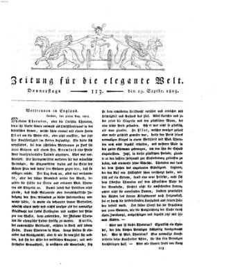 Zeitung für die elegante Welt Donnerstag 19. September 1805