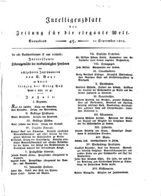 Zeitung für die elegante Welt Samstag 21. September 1805